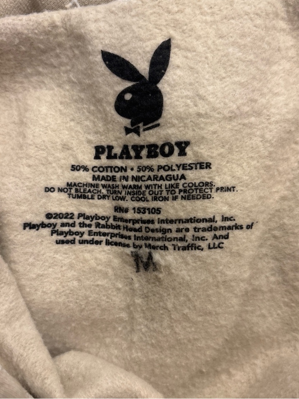 PLAYBOY Tan Bunny Logo Pullover Hoodie - Picture 5 of 7
